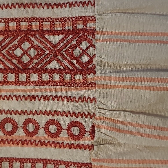 Knox Rose Boho Top Flutter Sleeve Striped Smock Style Embroidered Flounce Blouse - Picture 12 of 17